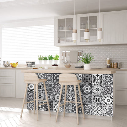 6" X 6" Shades Of Black Mosaic Peel And Stick Removable Tiles