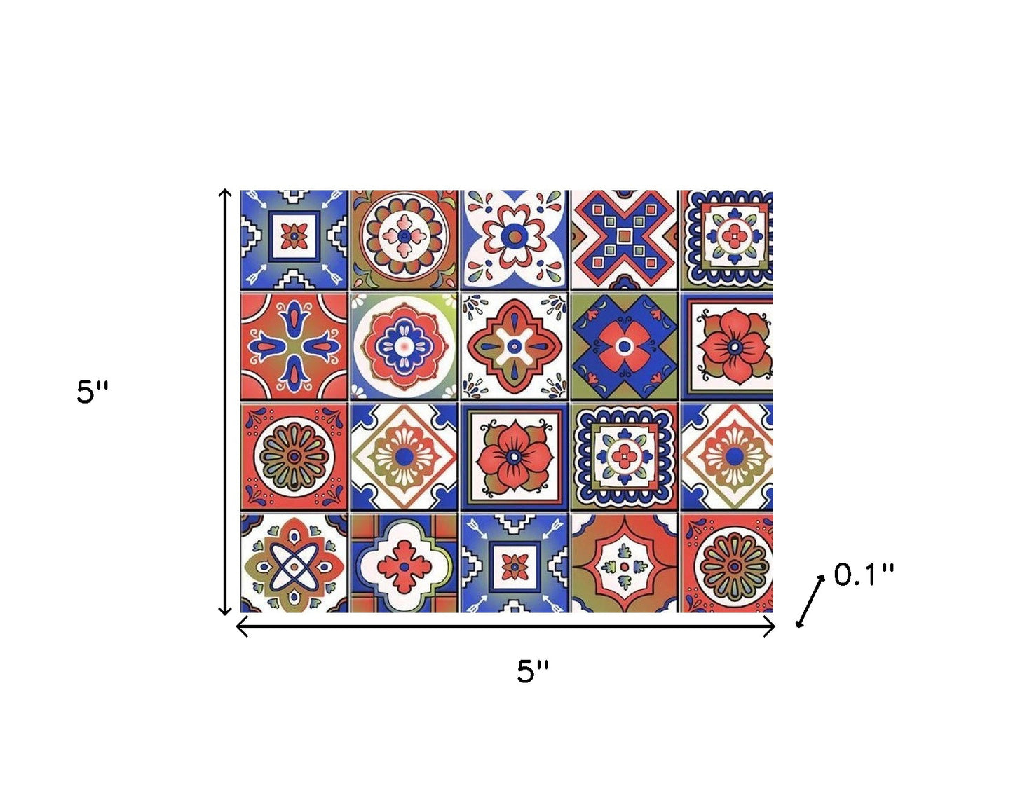 4" X 4" Mediterra Terra Cotta Mosaic Peel And Stick Removable Tiles