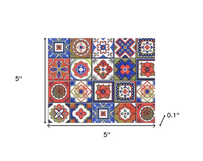 4" X 4" Mediterra Terra Cotta Mosaic Peel And Stick Removable Tiles