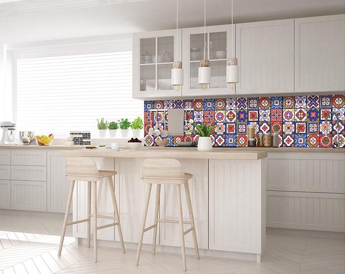 4" X 4" Mediterra Terra Cotta Mosaic Peel And Stick Removable Tiles