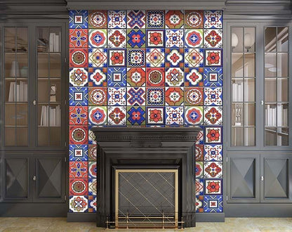 4" X 4" Mediterra Terra Cotta Mosaic Peel And Stick Removable Tiles