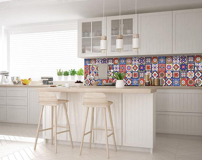 4" X 4" Mediterra Terra Cotta Mosaic Peel And Stick Removable Tiles