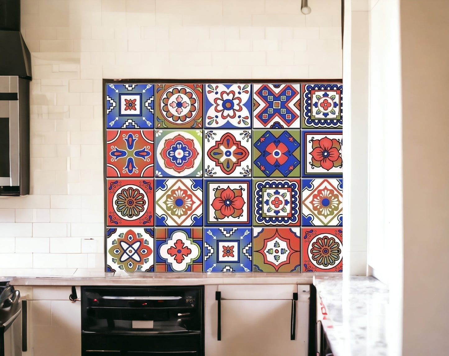 4" X 4" Mediterra Terra Cotta Mosaic Peel And Stick Removable Tiles