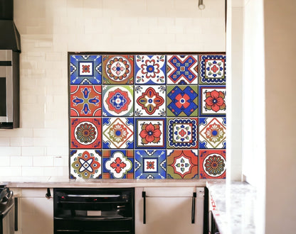 4" X 4" Mediterra Terra Cotta Mosaic Peel And Stick Removable Tiles