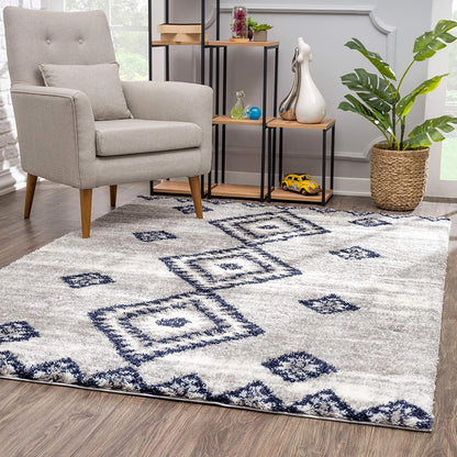 5' X 8' Gray And Navy Boho Chic Area Rug