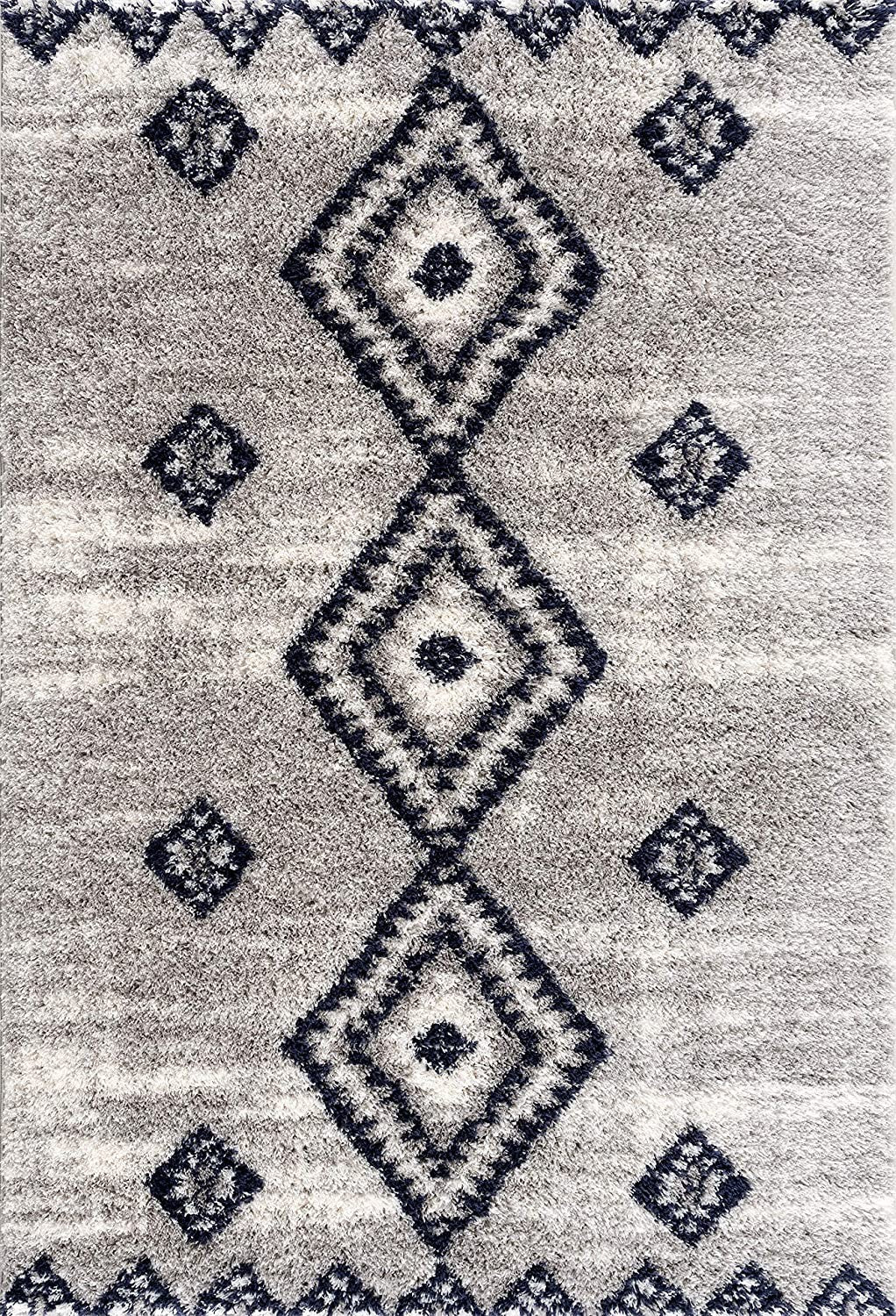 5' X 8' Gray And Navy Boho Chic Area Rug