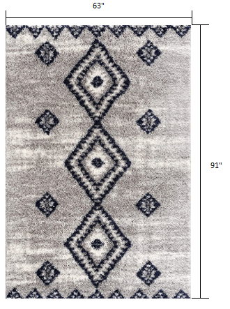 5' X 8' Gray And Navy Boho Chic Area Rug