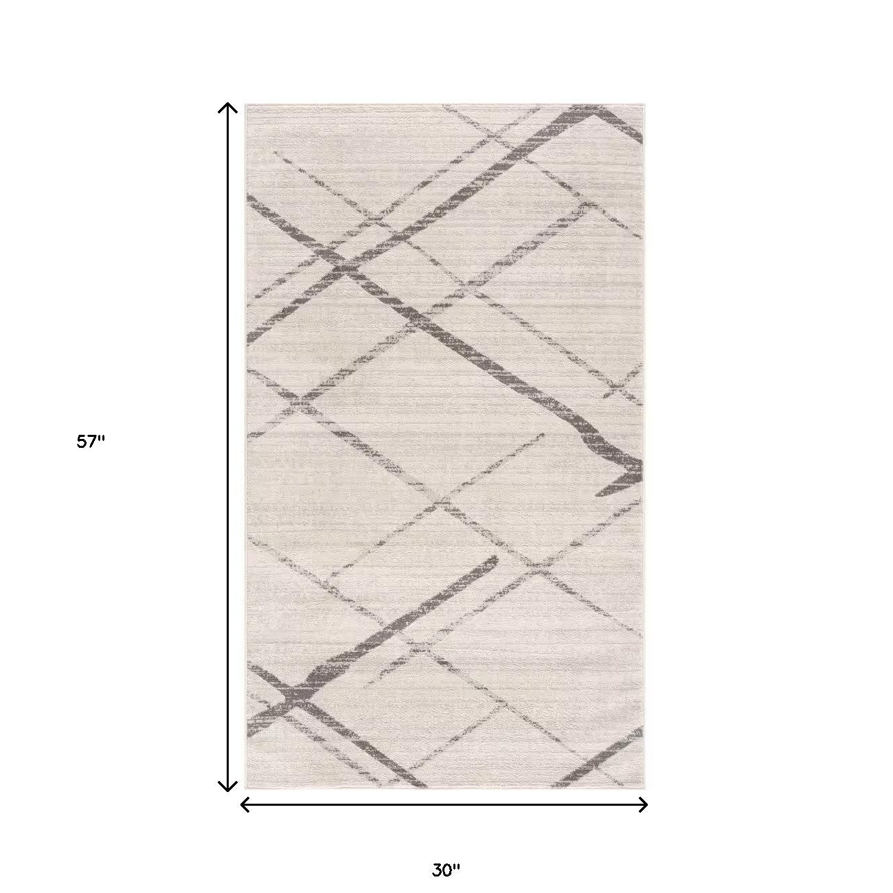 6' Runner Gray and Ivory Geometric Runner Rug