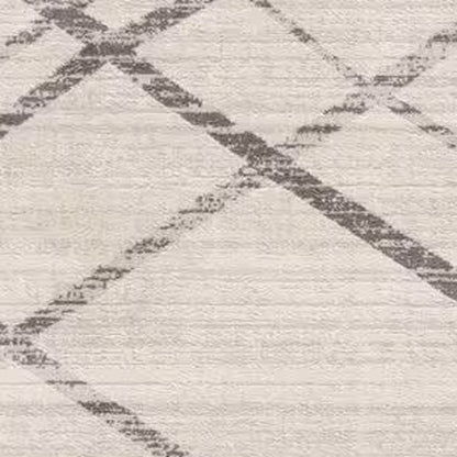 6' Runner Gray and Ivory Geometric Runner Rug