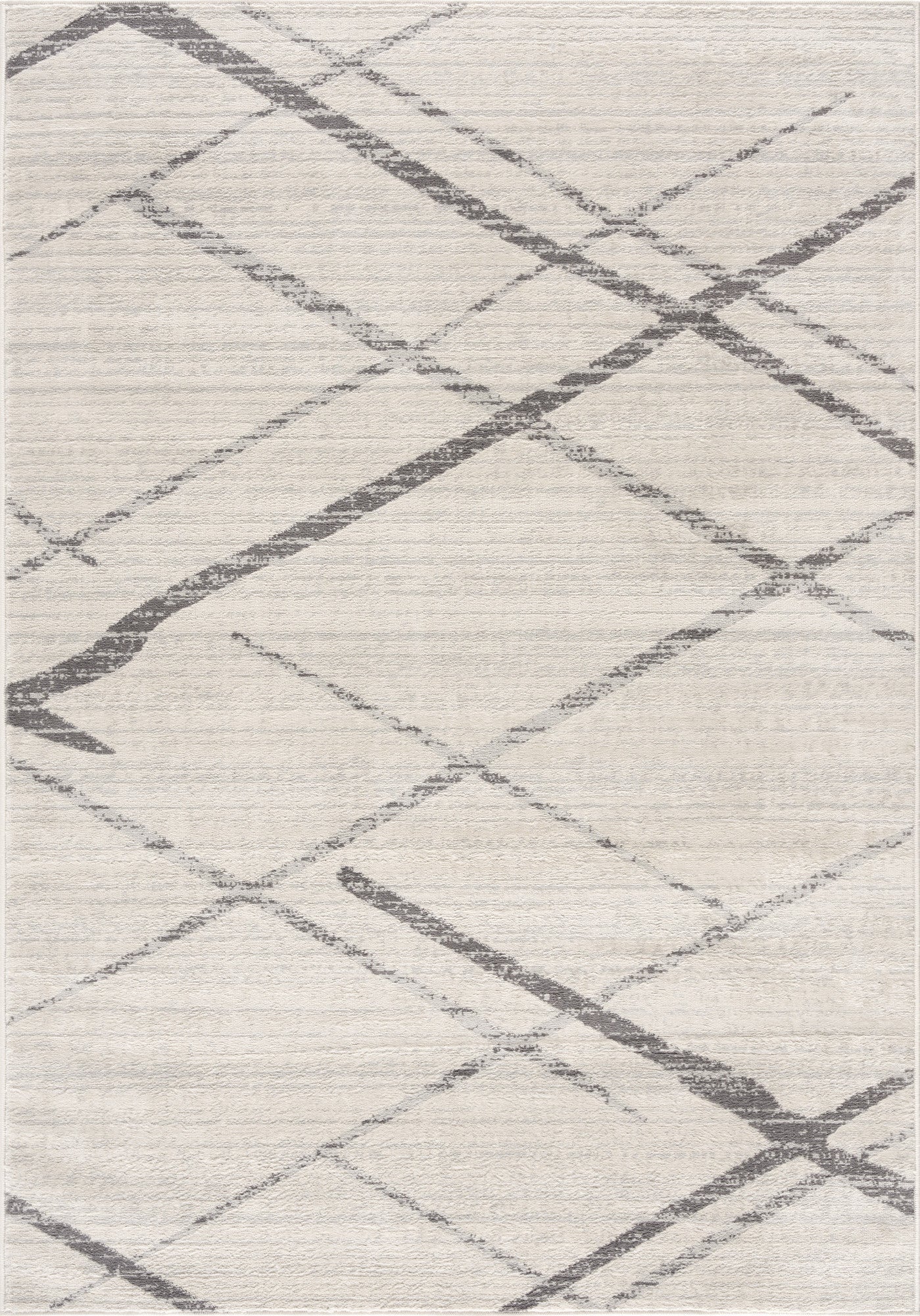 6' Runner Gray and Ivory Geometric Runner Rug