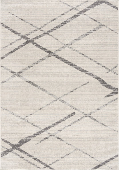 6' Runner Gray and Ivory Geometric Runner Rug