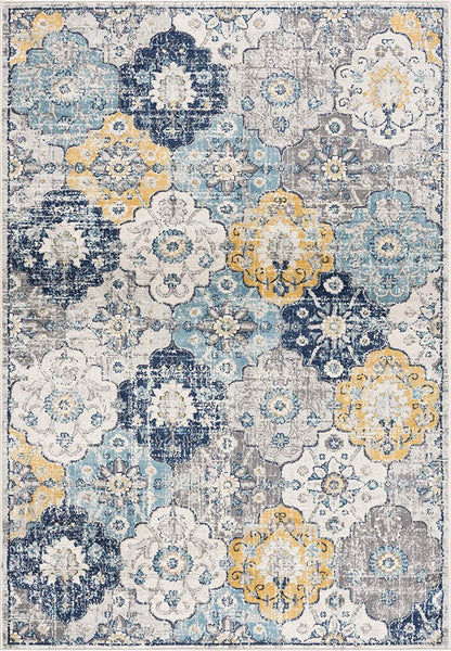 15' Runner Blue and Yellow Floral Runner Rug