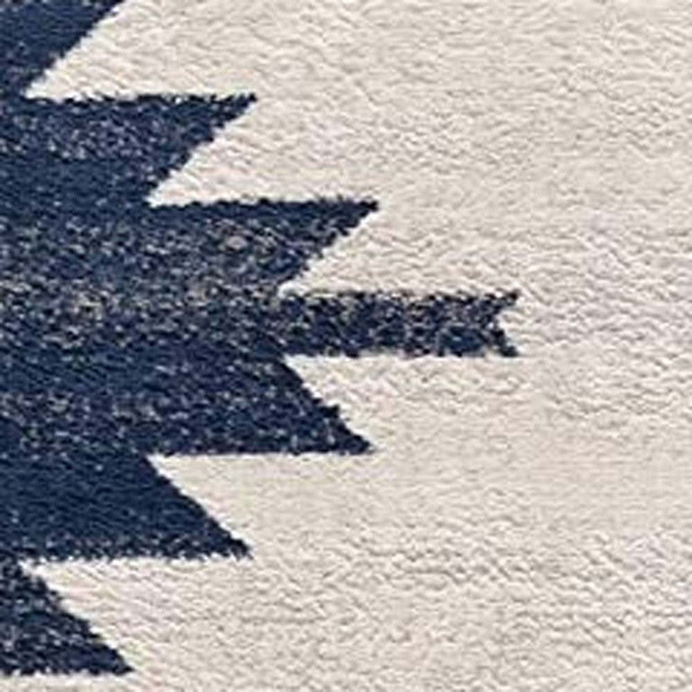 13' Runner Blue and Ivory Southwestern Runner Rug