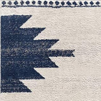 13' Runner Blue and Ivory Southwestern Runner Rug