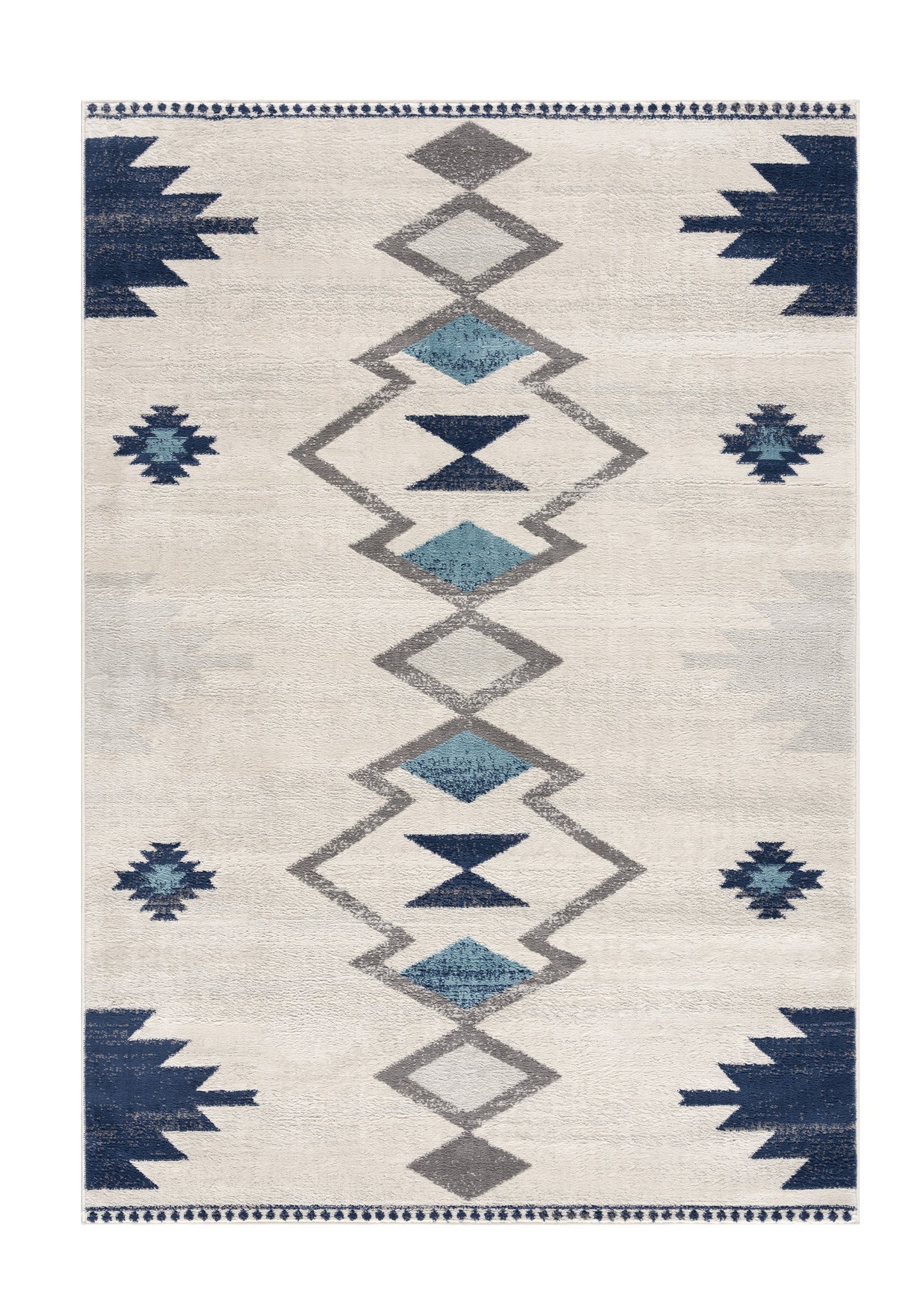 13' Runner Blue and Ivory Southwestern Runner Rug