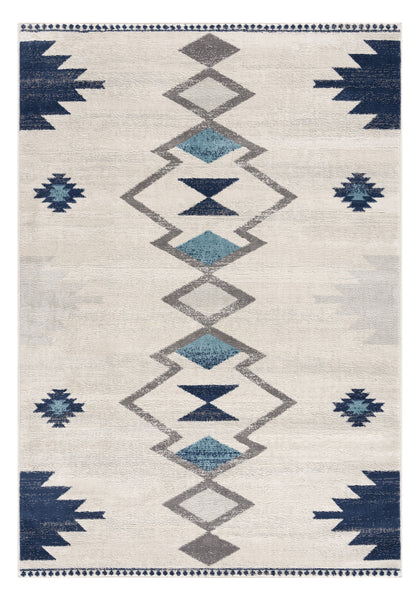 13' Runner Blue and Ivory Southwestern Runner Rug