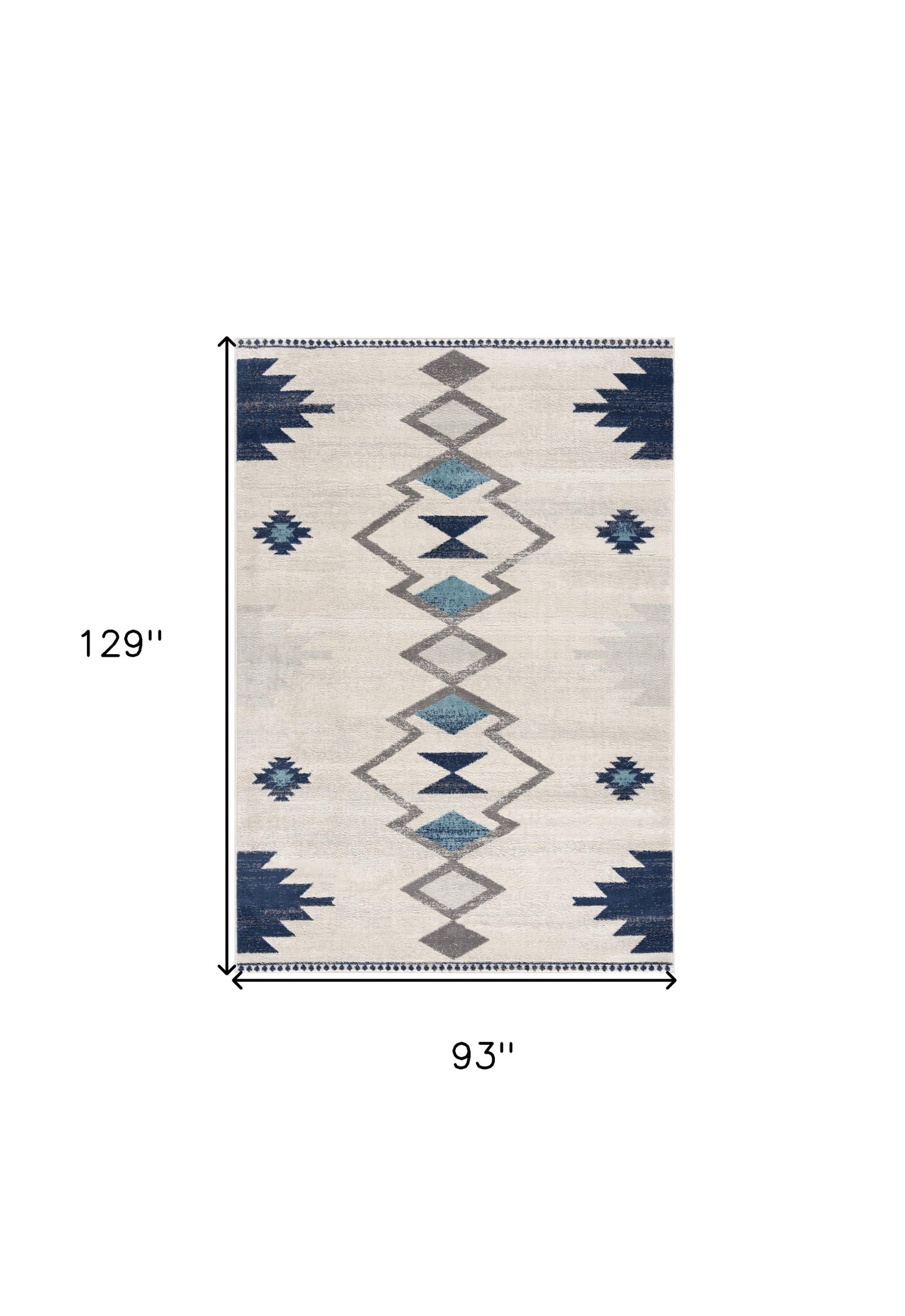 13' Runner Blue and Ivory Southwestern Runner Rug