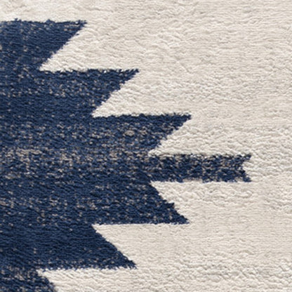 13' Runner Blue and Ivory Southwestern Runner Rug