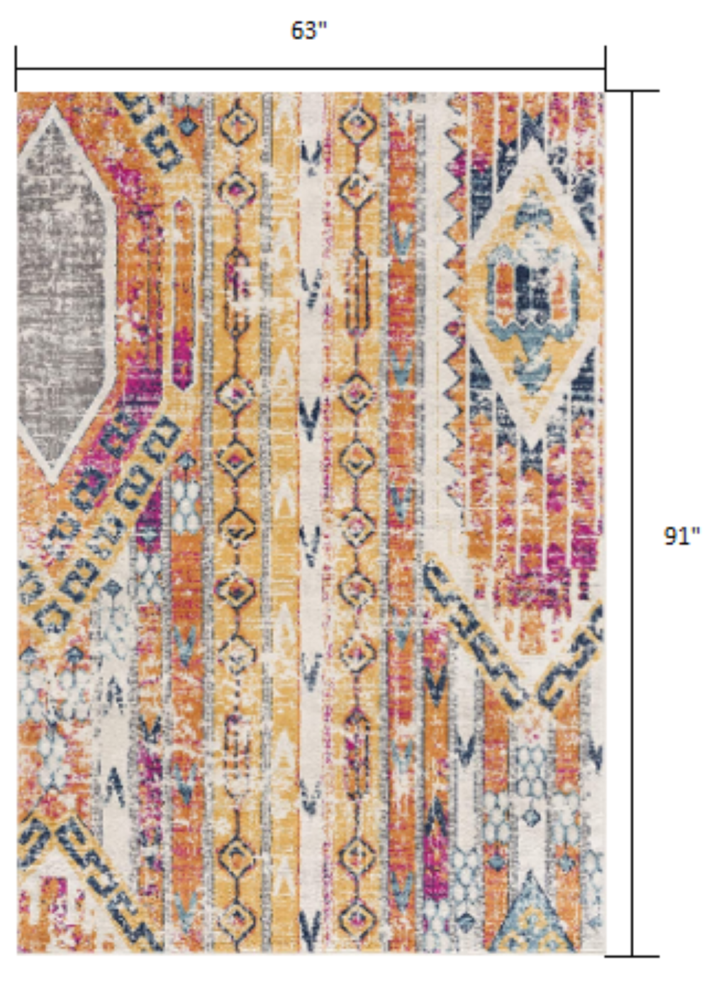 5' X 7' Gold and Ivory Southwestern Area Rug