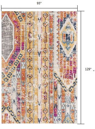 5' X 7' Gold and Ivory Southwestern Area Rug