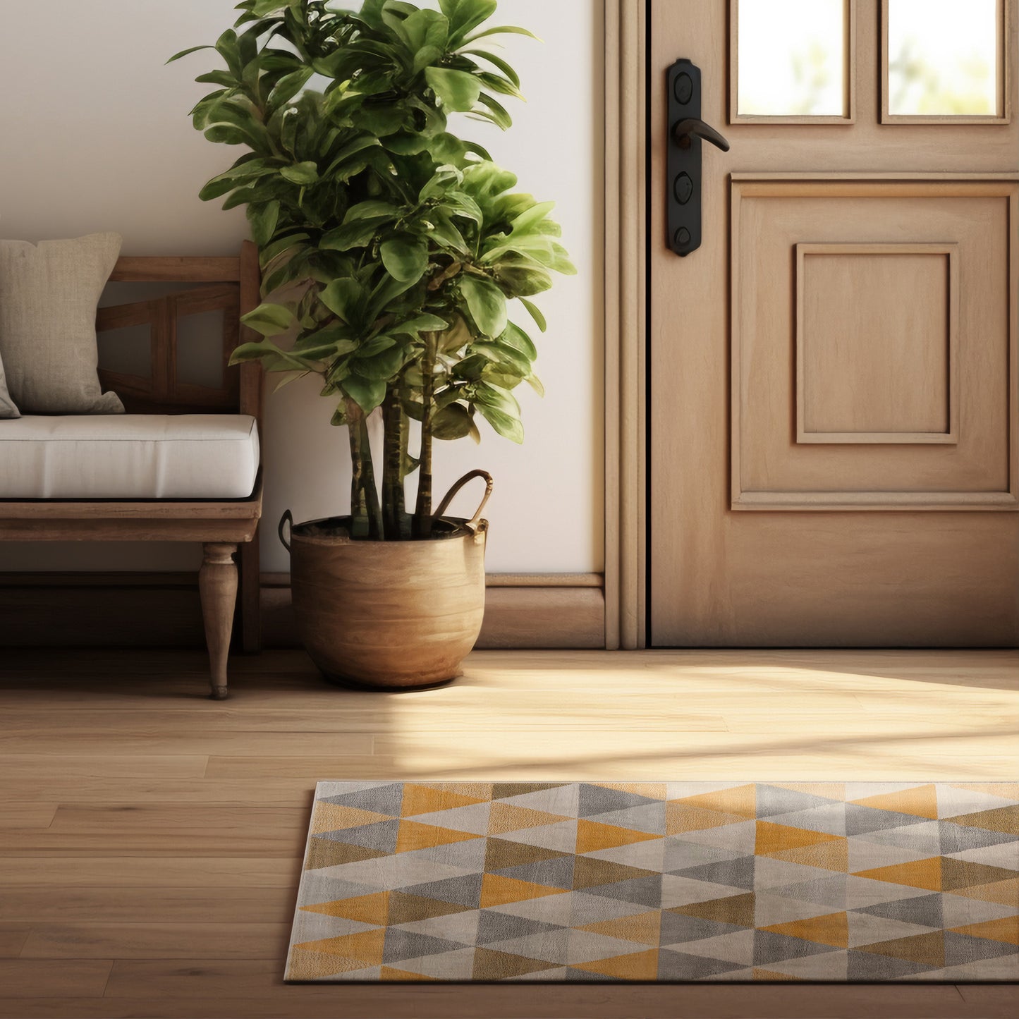 4' X 6' Yellow and Ivory Geometric Area Rug