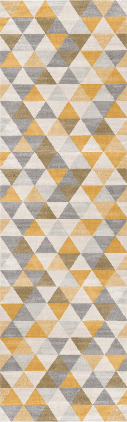 4' X 6' Yellow and Ivory Geometric Area Rug