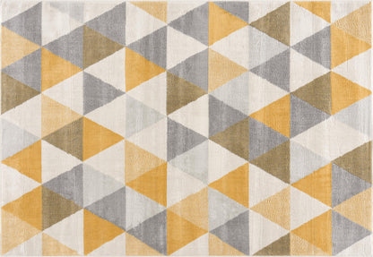 4' X 6' Yellow and Ivory Geometric Area Rug