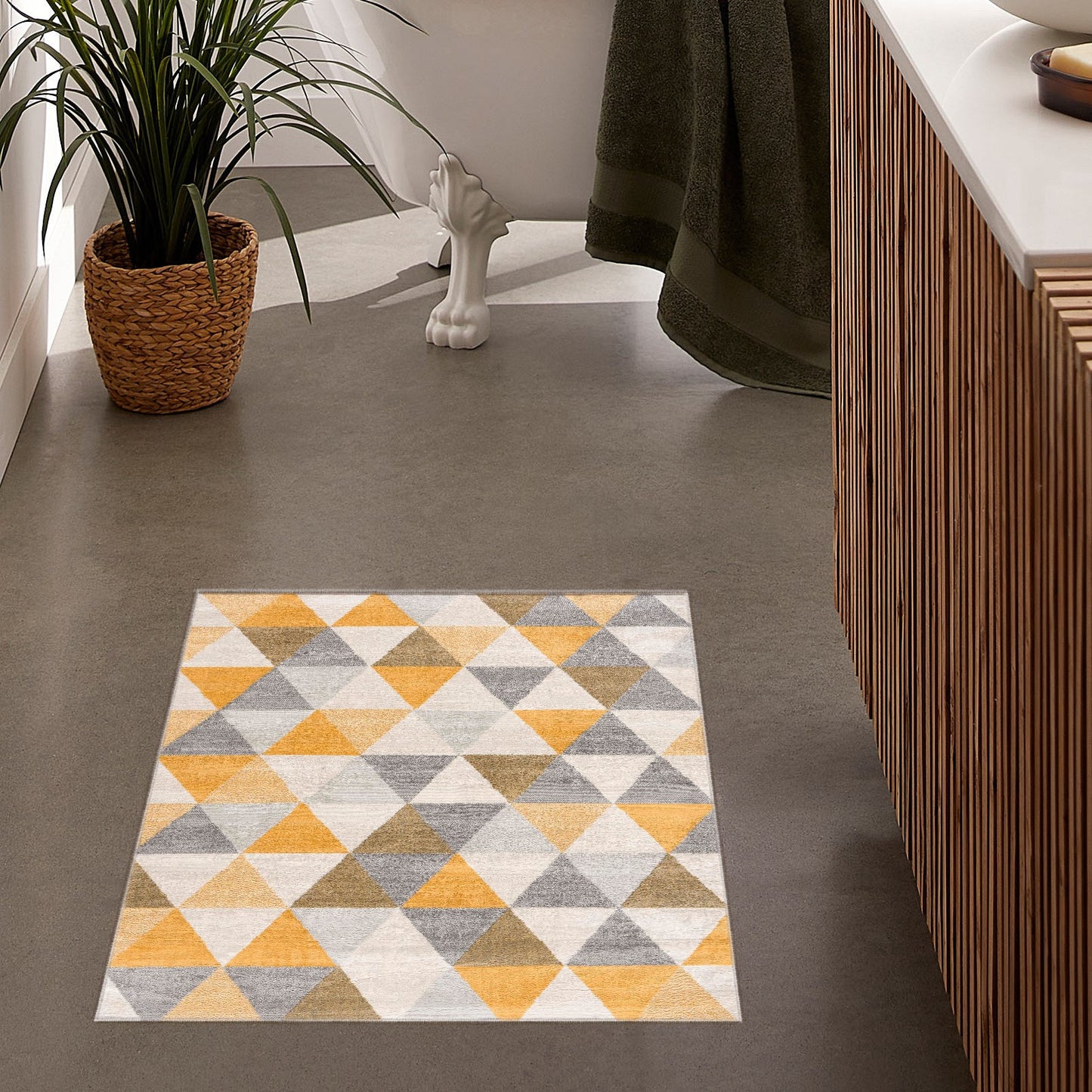 4' X 6' Yellow and Ivory Geometric Area Rug