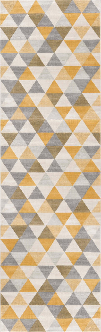 4' X 6' Yellow and Ivory Geometric Area Rug