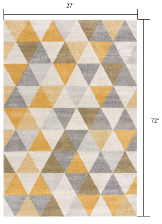 4' X 6' Yellow and Ivory Geometric Area Rug