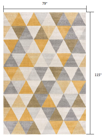 4' X 6' Yellow and Ivory Geometric Area Rug