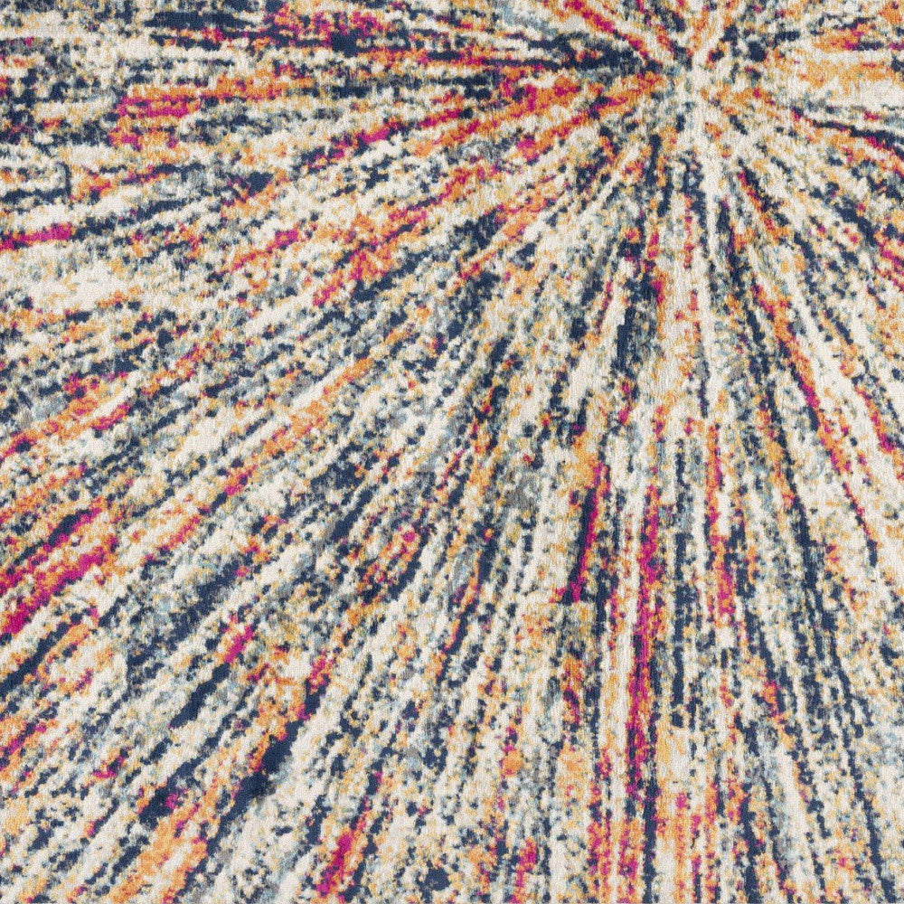 4' X 6' Cream Celestial Burst Abstract Area Rug