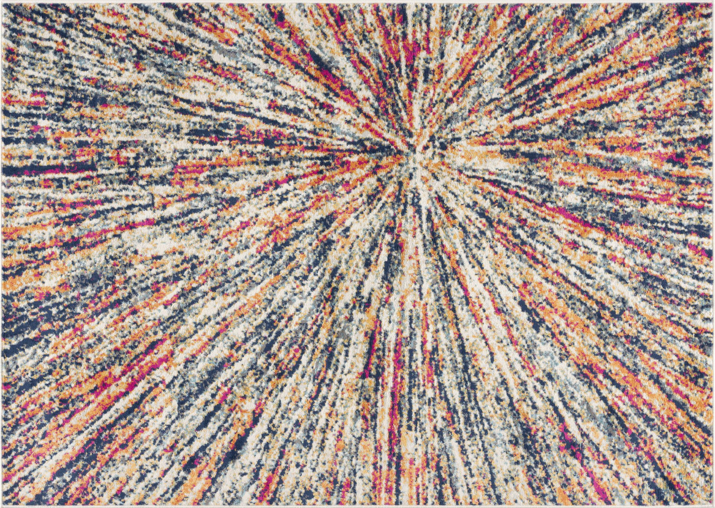 4' X 6' Cream Celestial Burst Abstract Area Rug