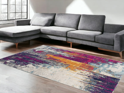 5' X 7' Gray and Ivory Abstract Area Rug