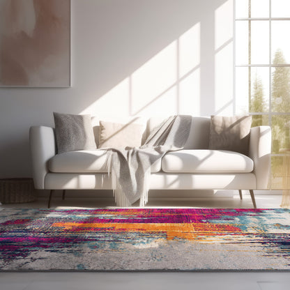 5' X 7' Gray and Ivory Abstract Area Rug