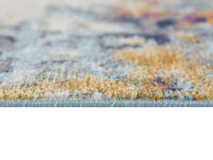 15' Runner Blue and Ivory Abstract Runner Rug