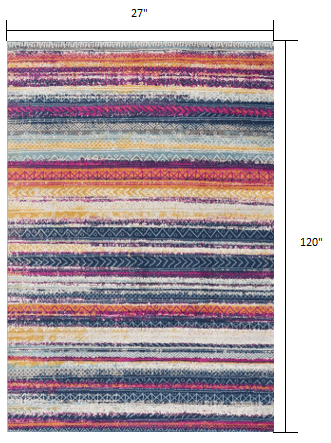 4' X 6' Multicolor Irregular Striped Area Rug