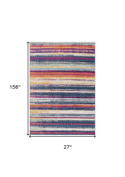 4' X 6' Multicolor Irregular Striped Area Rug