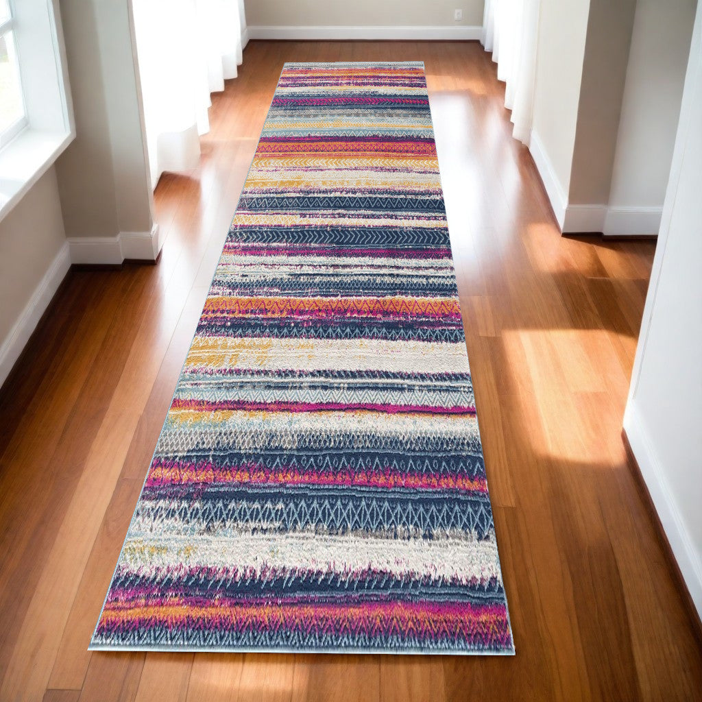 4' X 6' Multicolor Irregular Striped Area Rug