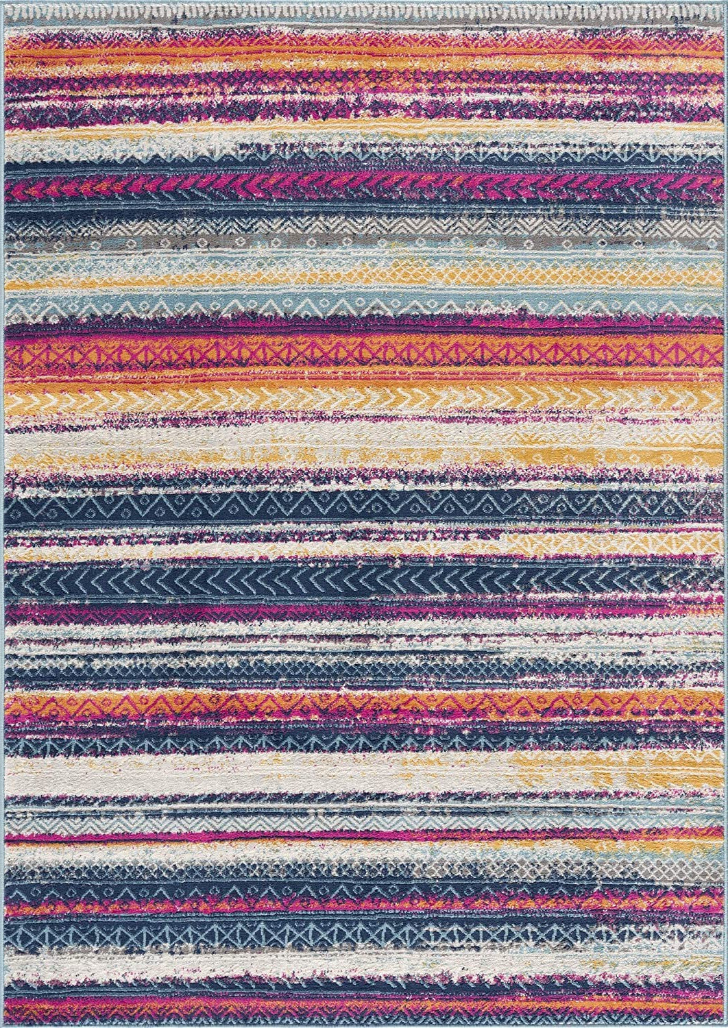 4' X 6' Multicolor Irregular Striped Area Rug