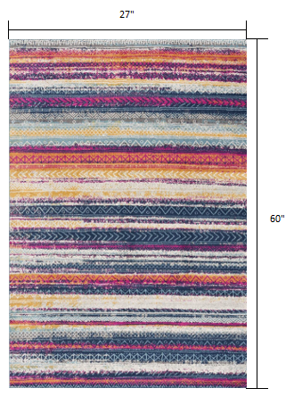 4' X 6' Multicolor Irregular Striped Area Rug