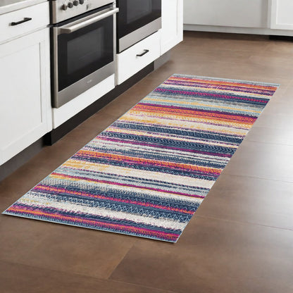 4' X 6' Multicolor Irregular Striped Area Rug