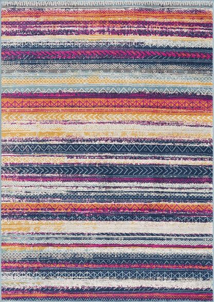 4' X 6' Multicolor Irregular Striped Area Rug