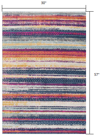 4' X 6' Multicolor Irregular Striped Area Rug