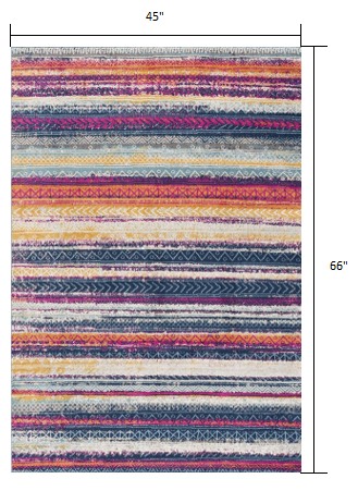 4' X 6' Multicolor Irregular Striped Area Rug