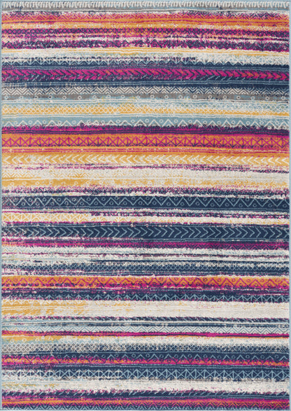 4' X 6' Multicolor Irregular Striped Area Rug