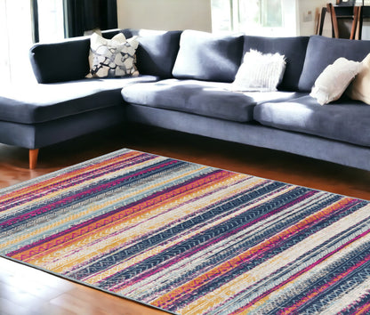 4' X 6' Multicolor Irregular Striped Area Rug