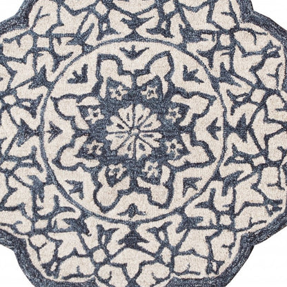 2' X 4' Navy And White Decorative Hearth Rug