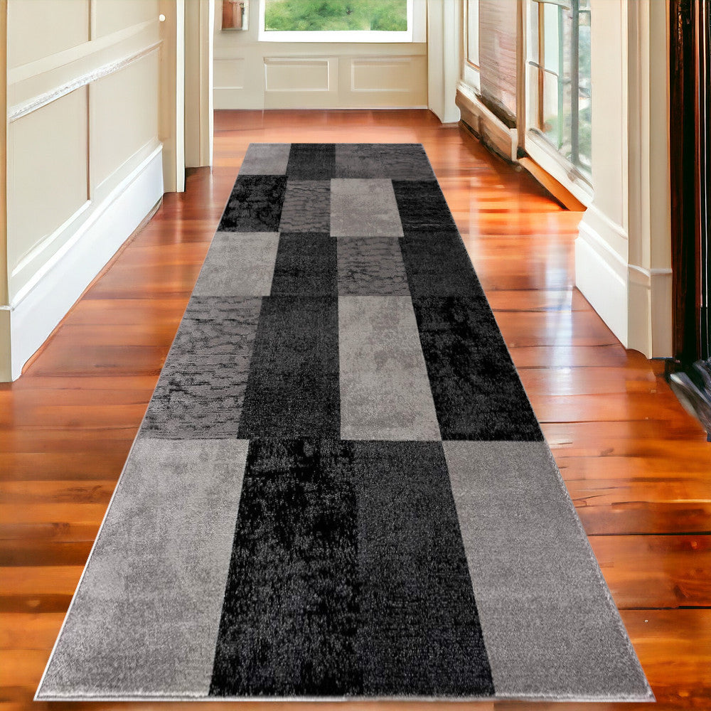 6' X 9' Gray Checkered Dhurrie Area Rug