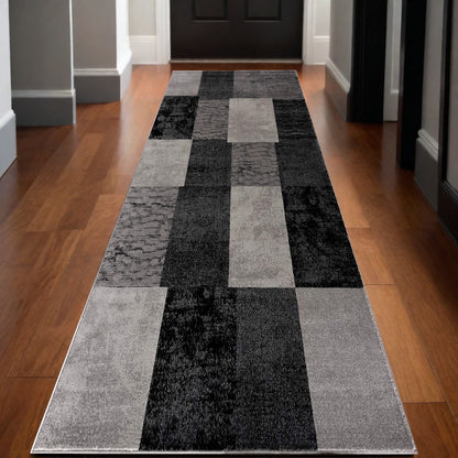 6' X 9' Gray Checkered Dhurrie Area Rug